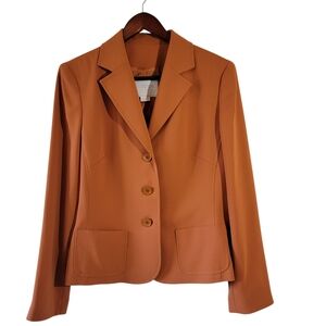 VOTRE NOM Collection Orange Single Breased Blazer Sz 12 Woil Silk Blend Office